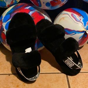 Black Slippered And Furred Uggs